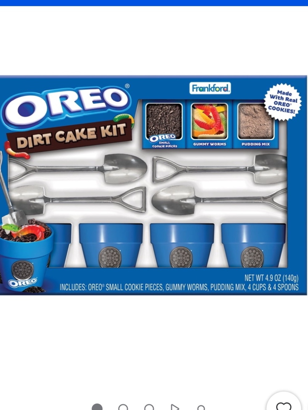 Dirt Cake Kit Party Dessert Activity - Blue